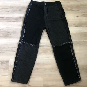 SHEIN black and grey patchwork jeans Size: Large